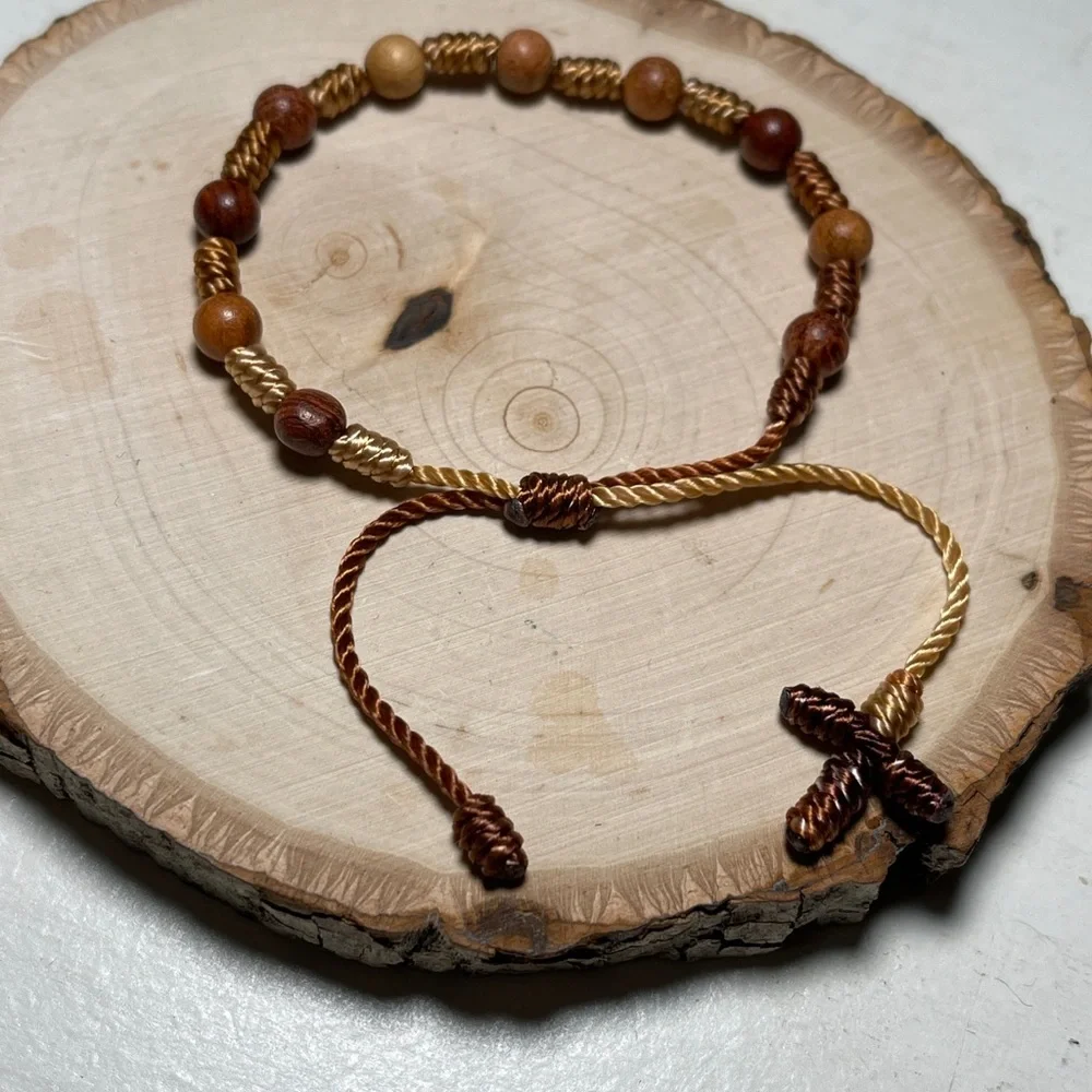 Brown wooden beaded rosary